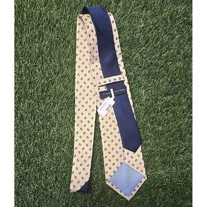 Tommy Hilfiger Silk Tie Men's NWT Tan Navy Blue Micro Paisley Men's Wearhouse